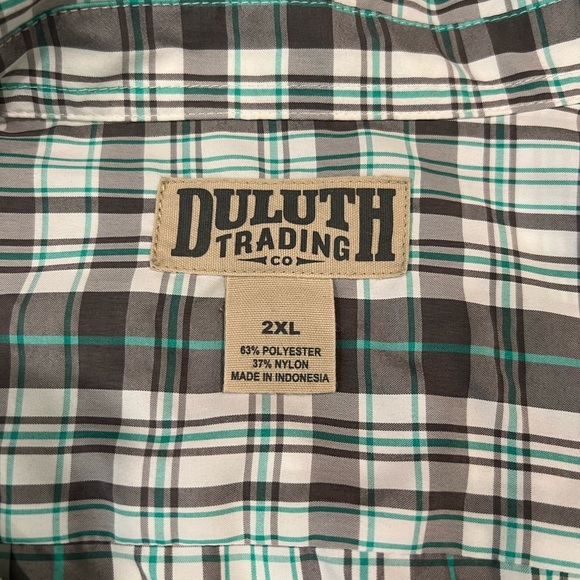 Duluth Trading Co. 2XL Plaid Performance Button-Up Shirt Short Sleeve Quick Dry - Picture 2 of 8
